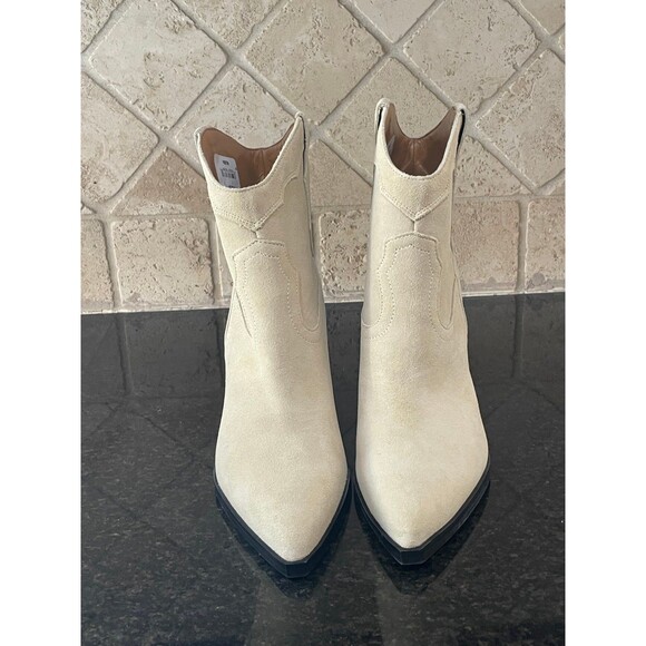 MARC FISHER LTD Gona Western Boots Womens Size 9 Light Natural Suede - Picture 5 of 10